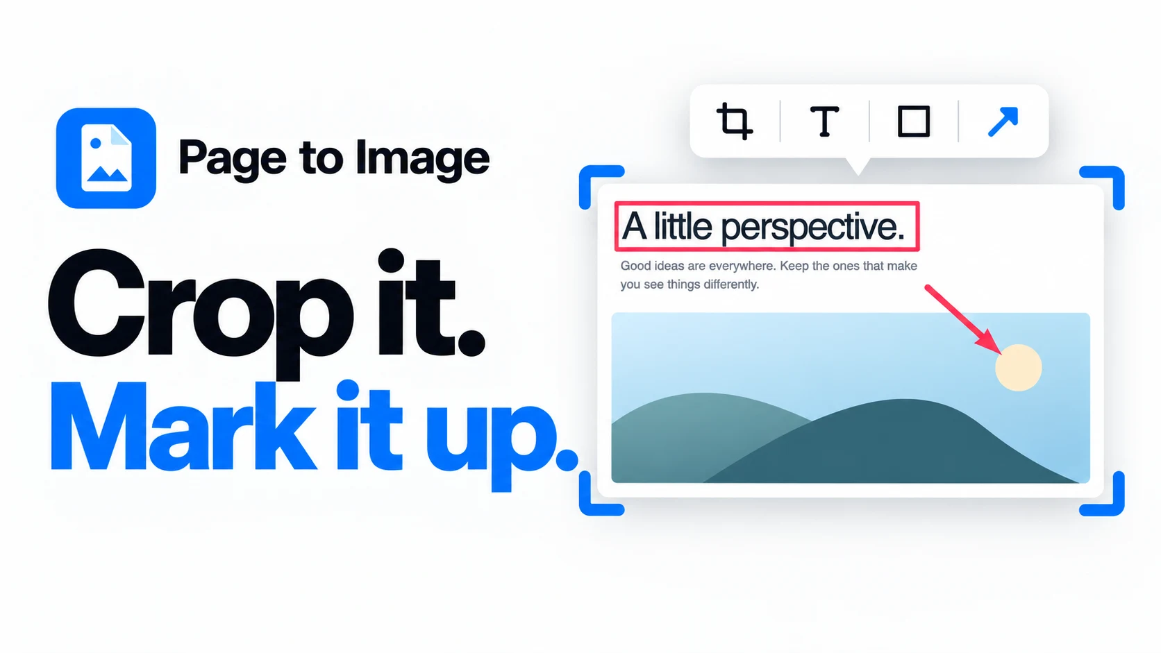 Crop it. Mark it up. Page to Image screenshot editing demo